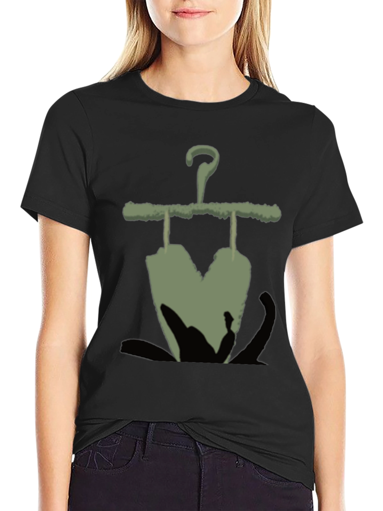 Mens Black T-Shirt with Unique Hanger Print