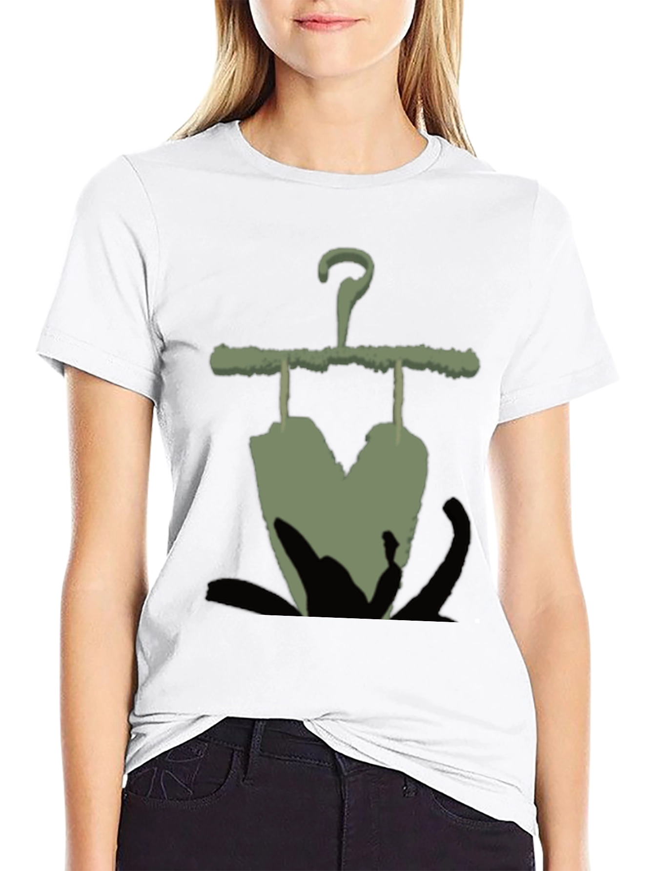 Mens Black T-Shirt with Unique Hanger Print