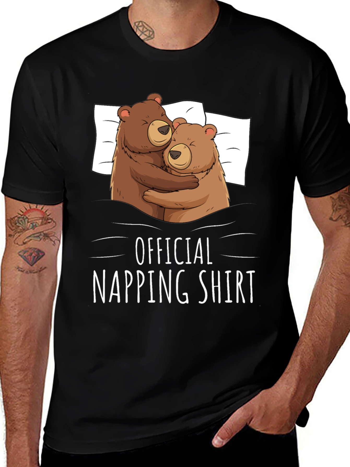 Official Napping Shirt - Cute Bear Hug Graphic Tee