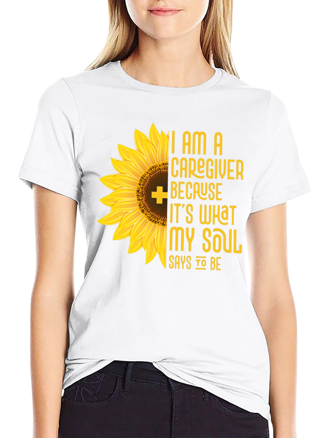 Caregiver Sunflower Graphic T-Shirt