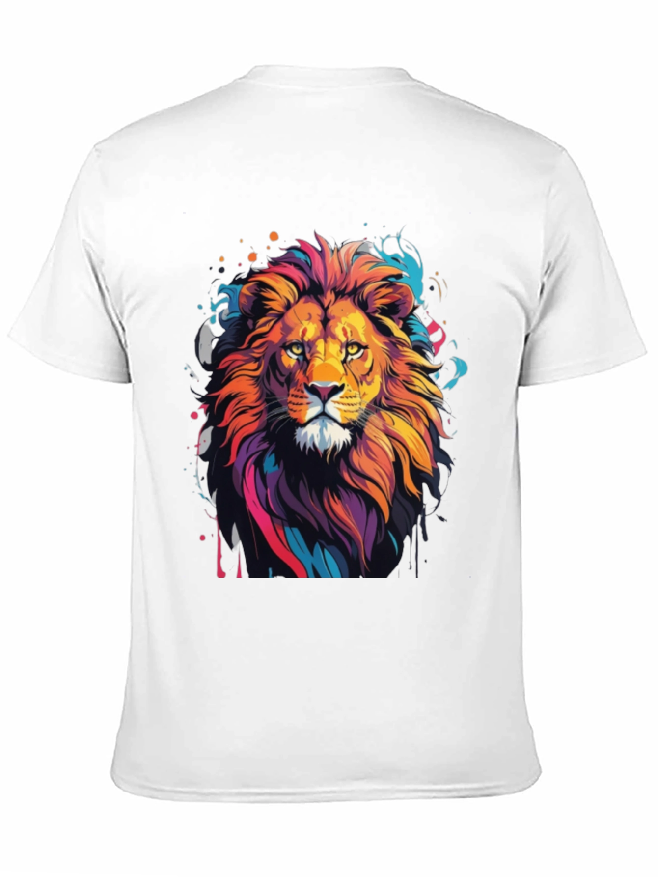 Vibrant Lion Graphic Tee - Artistic Mens T-Shirt