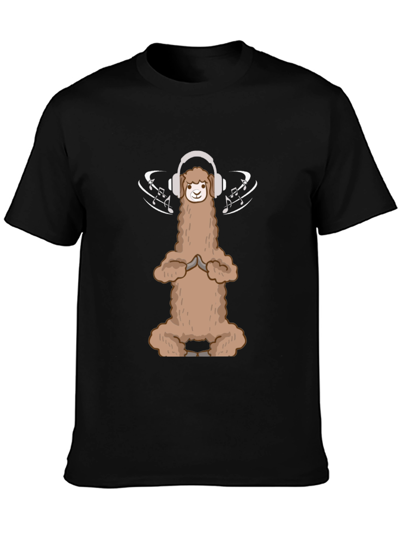 Llama Music Lover T-Shirt Funny Alpaca Headphones Tee