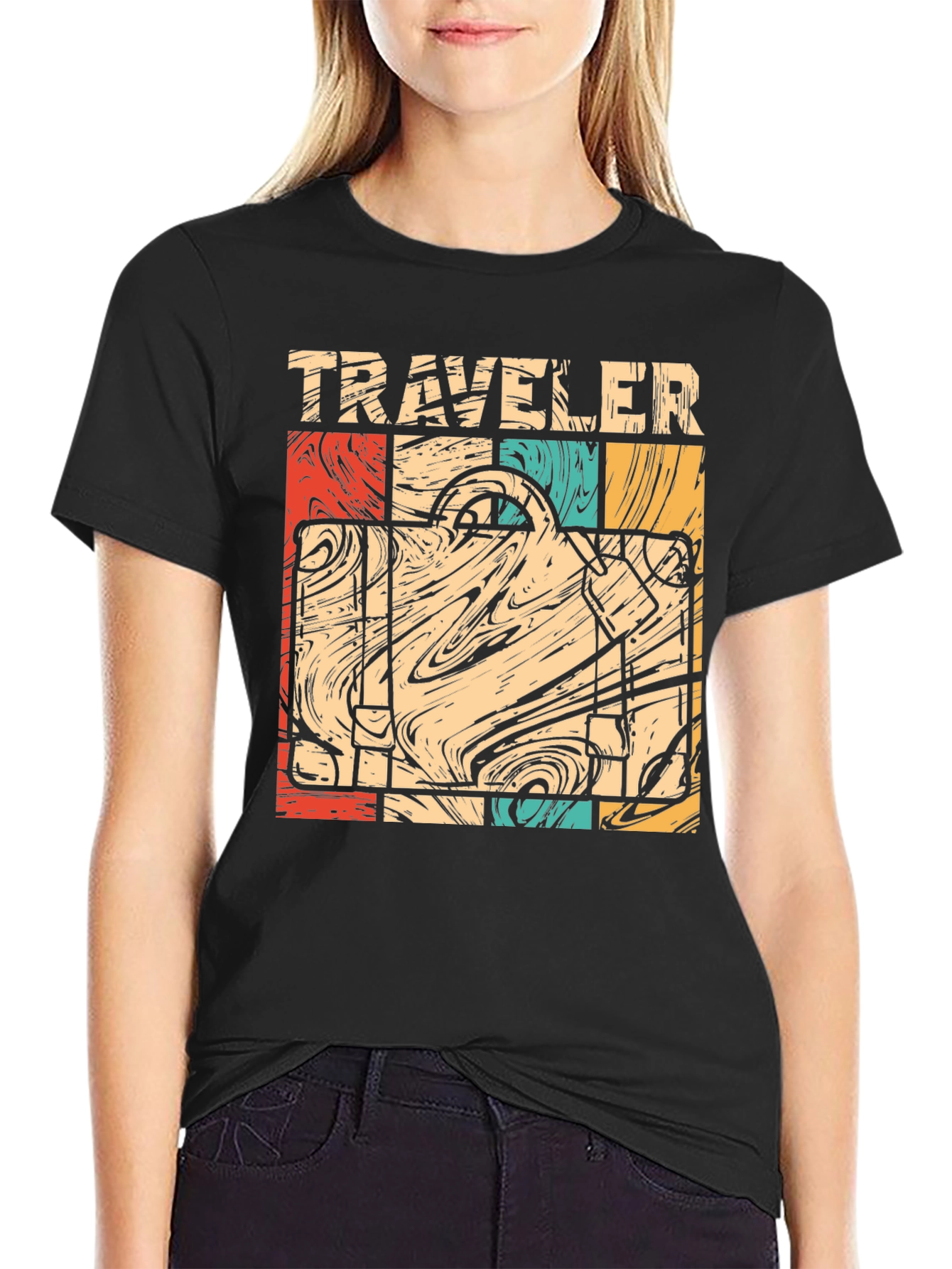 Retro Traveler Suitcase Graphic T-Shirt