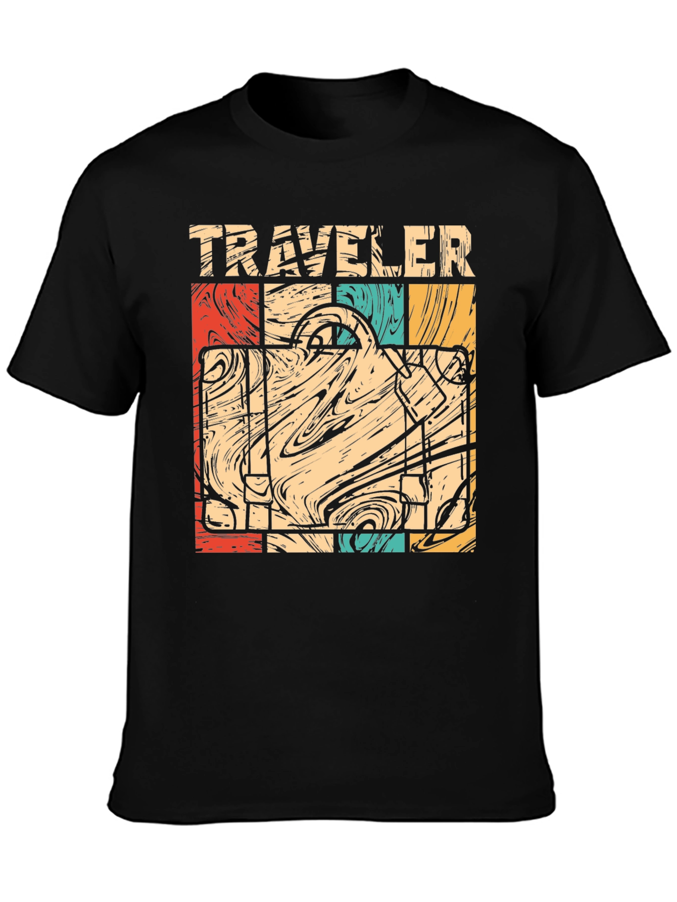 Retro Traveler Suitcase Graphic T-Shirt
