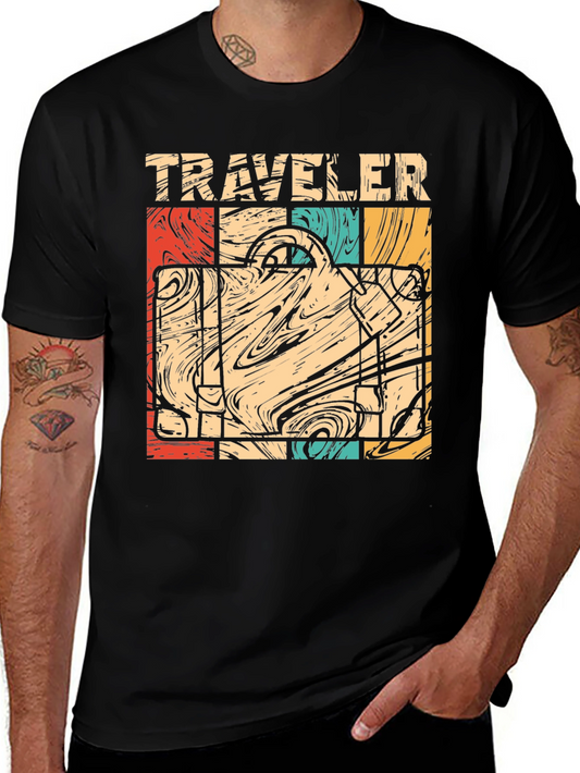 Retro Traveler Suitcase Graphic T-Shirt
