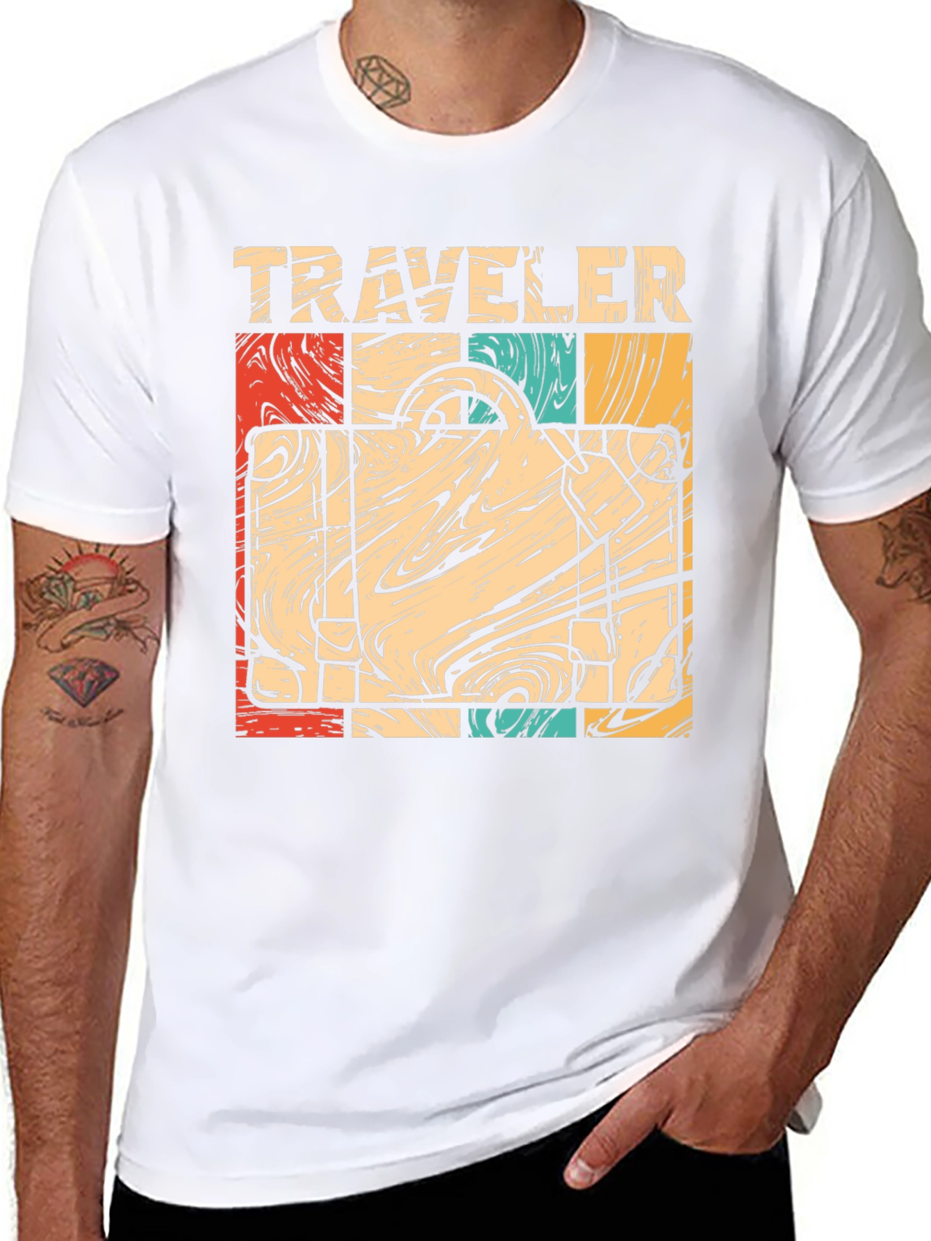 Retro Traveler Suitcase Graphic T-Shirt
