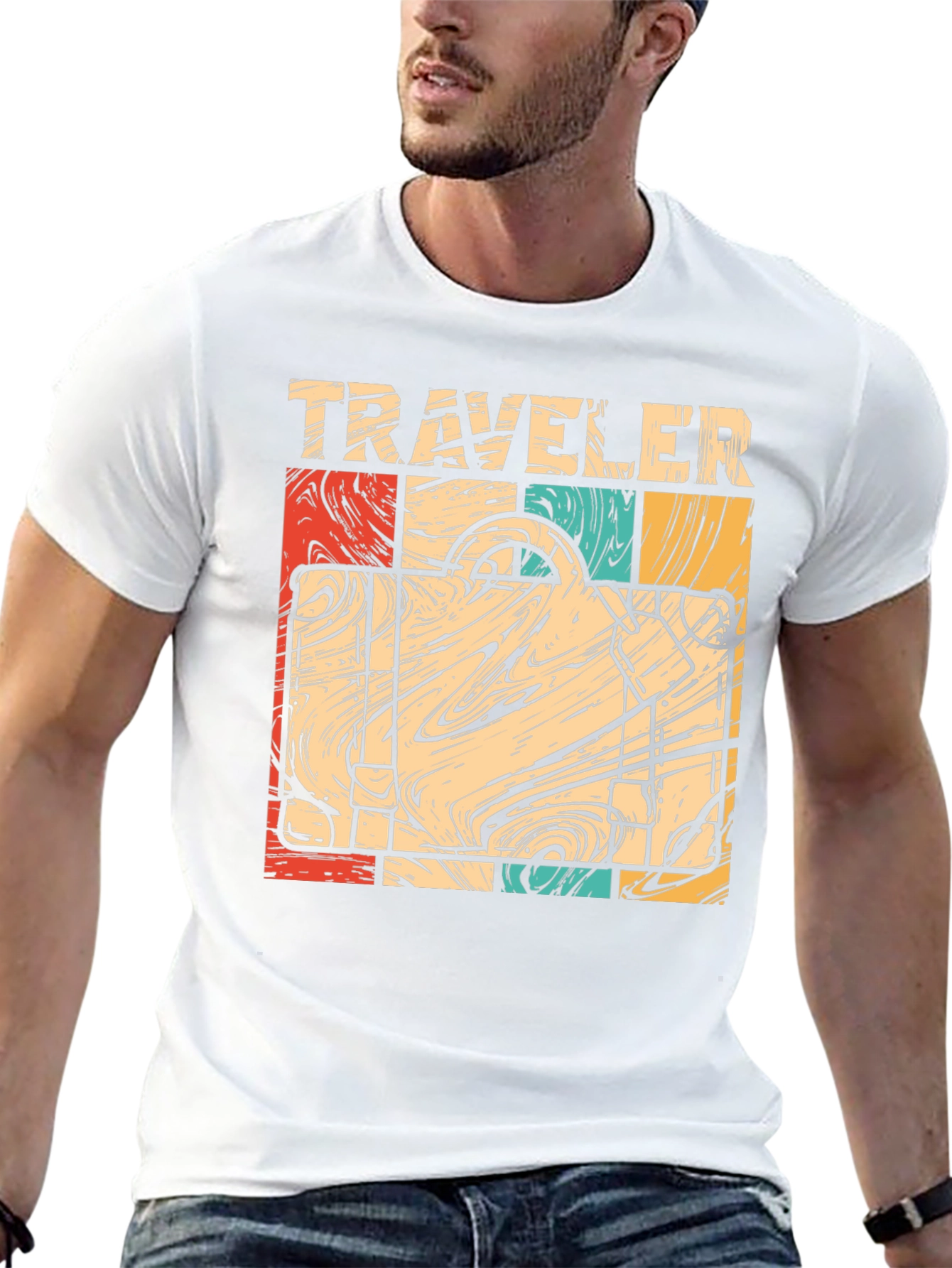Retro Traveler Suitcase Graphic T-Shirt
