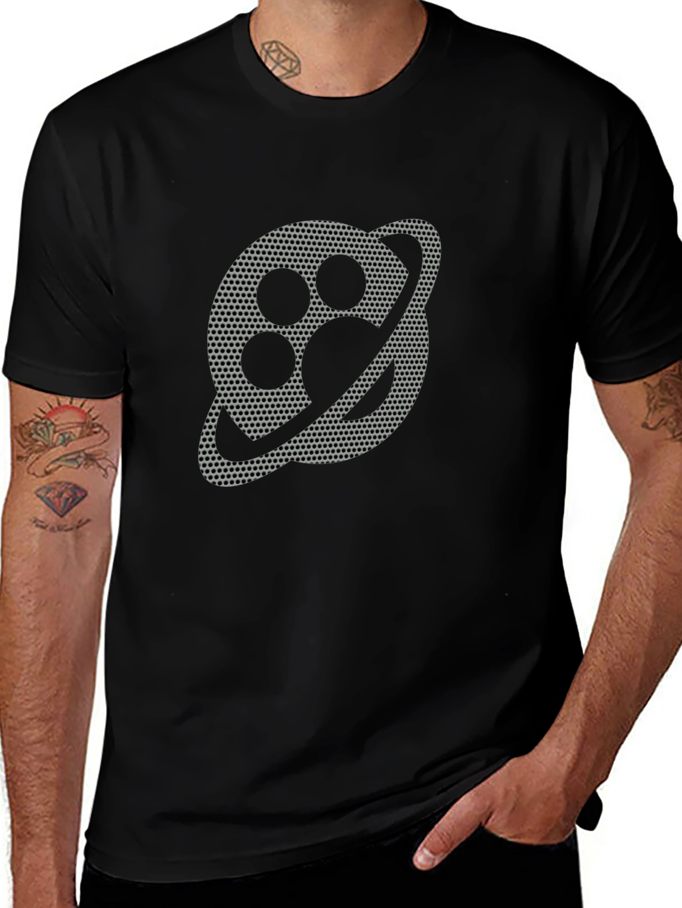 Abstract Planet Graphic Black T-Shirt