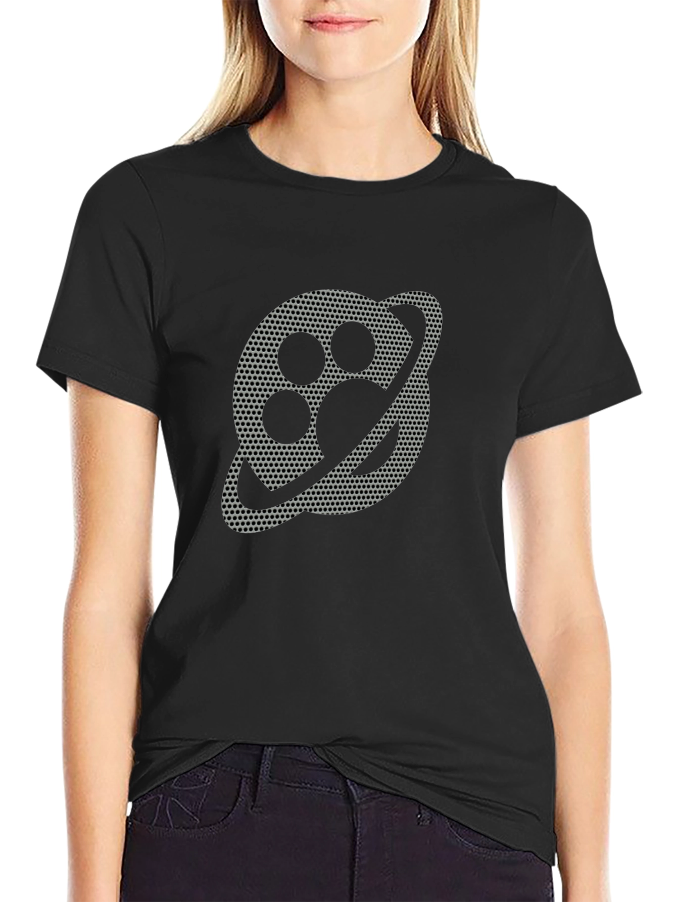 Abstract Planet Graphic Black T-Shirt