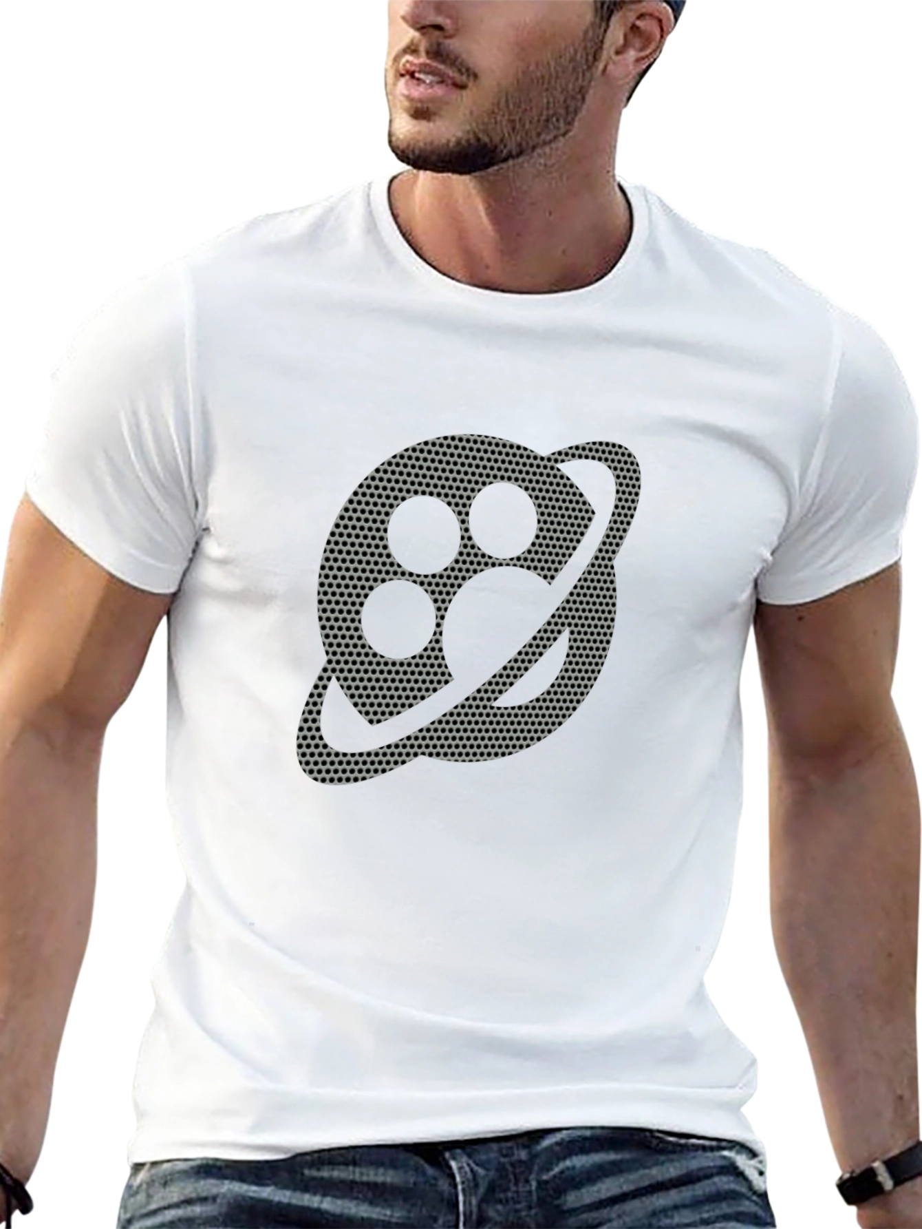 Abstract Planet Graphic Black T-Shirt
