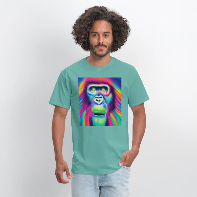 Rainbow monkey abstract portrait , vibrant colors
