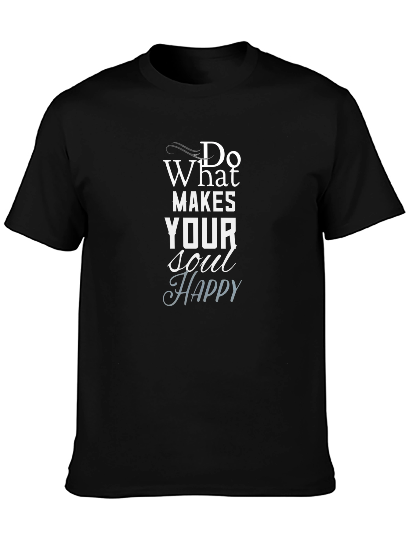 Soul Happy Black Graphic Tee for Men