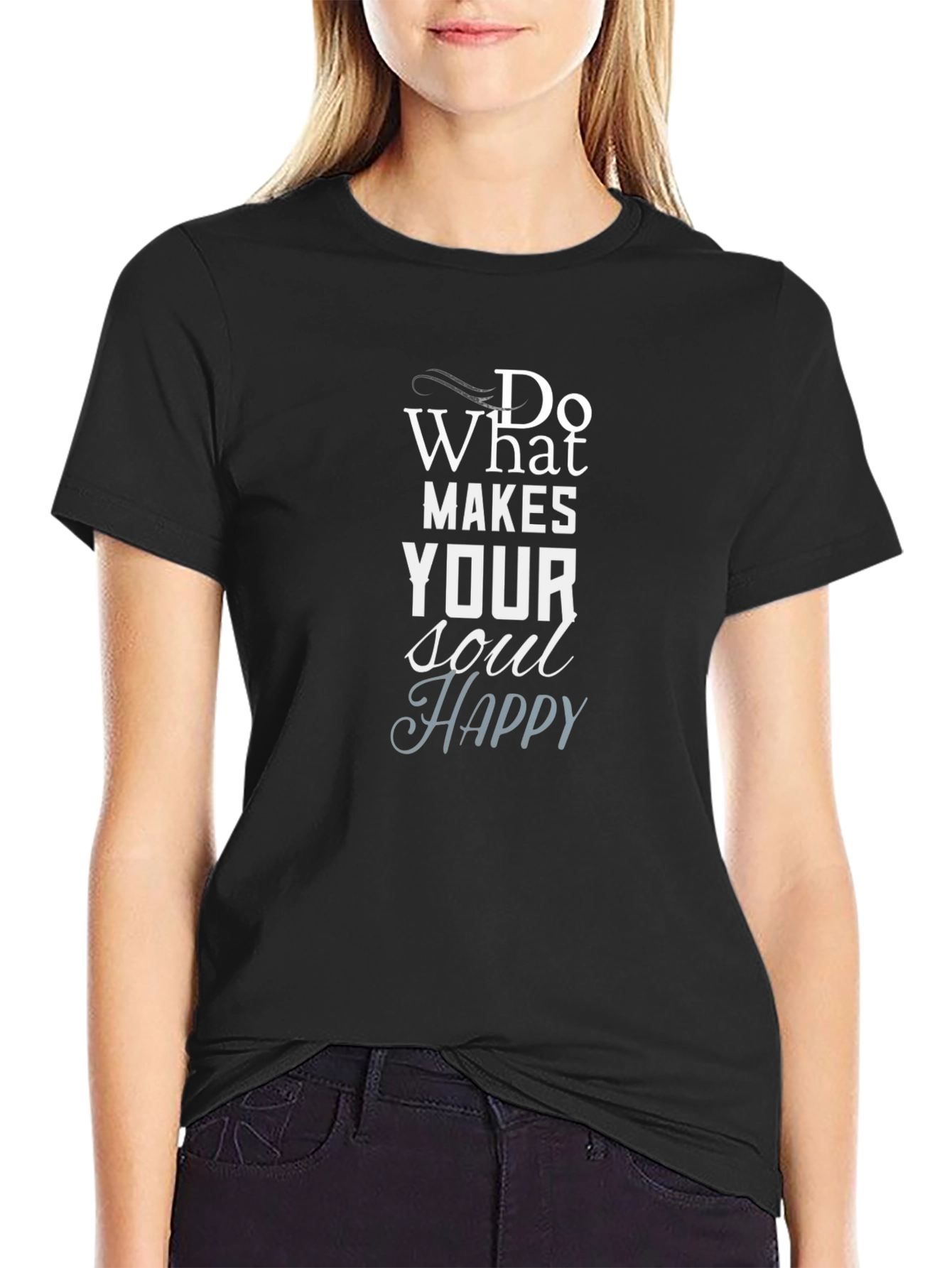 Soul Happy Black Graphic Tee for Men