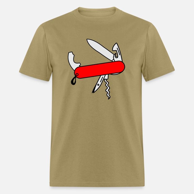 Red survival knife with tools