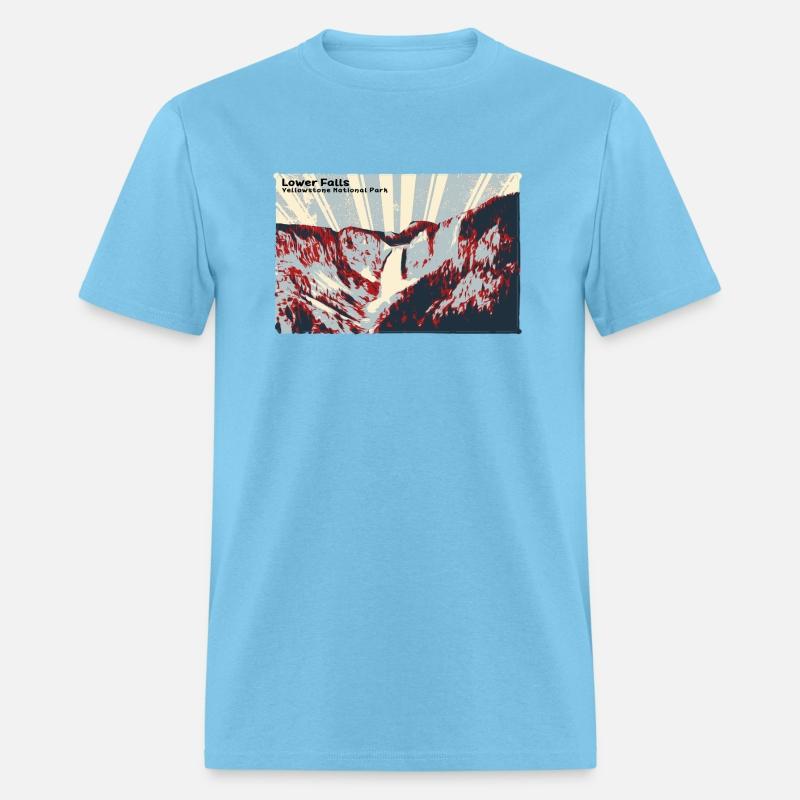 Retro Lower Falls in Yellowstone in red & grey