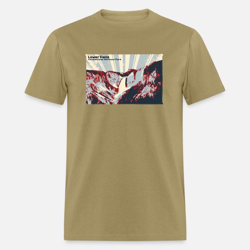 Retro Lower Falls in Yellowstone in red & grey