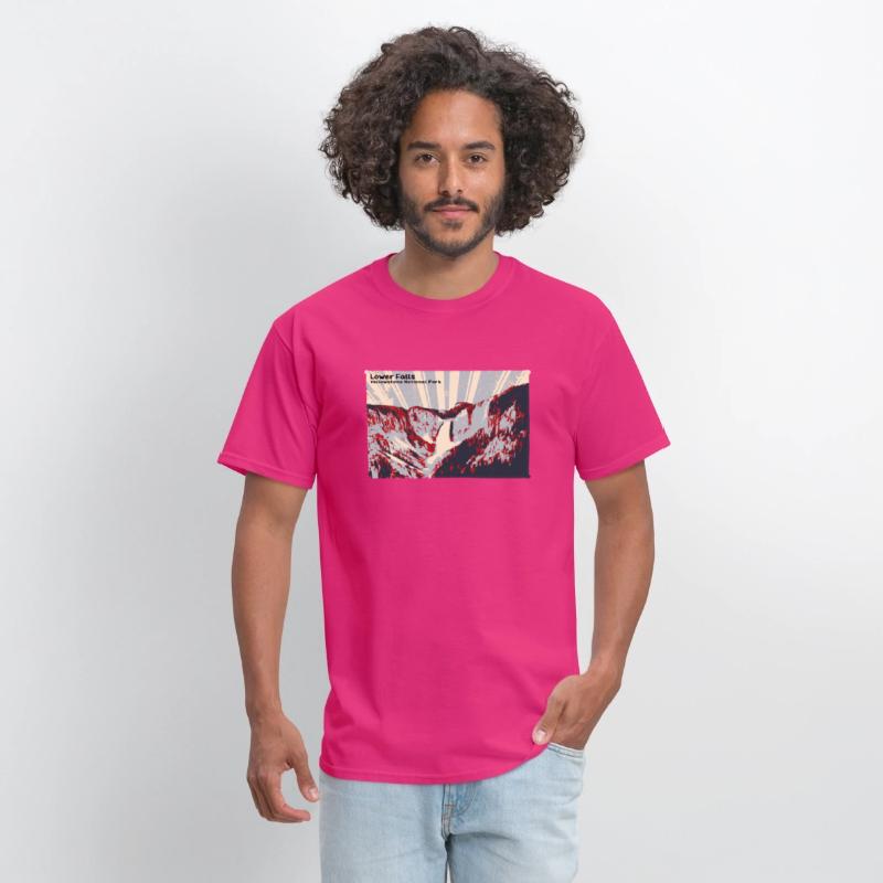 Retro Lower Falls in Yellowstone in red & grey