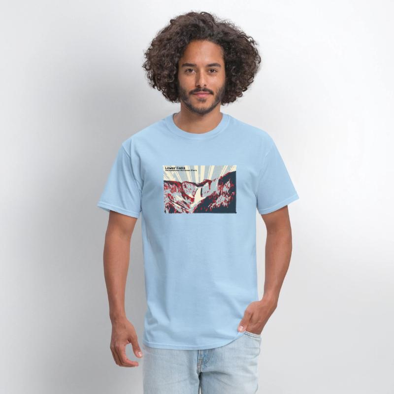 Retro Lower Falls in Yellowstone in red & grey