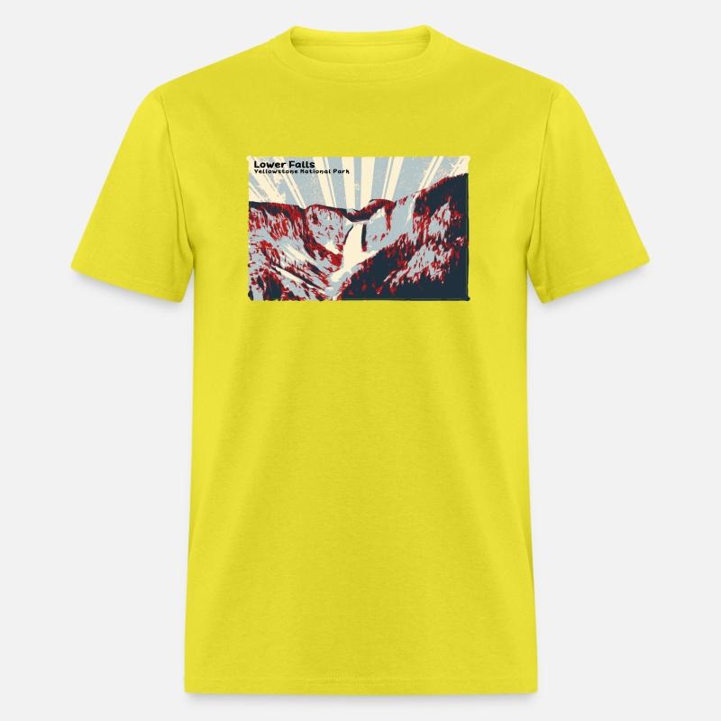 Retro Lower Falls in Yellowstone in red & grey