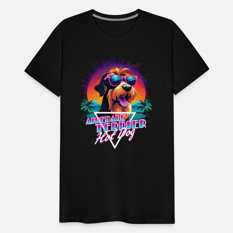 Retro Wave Airdale Terrier Hot Dog Shirt