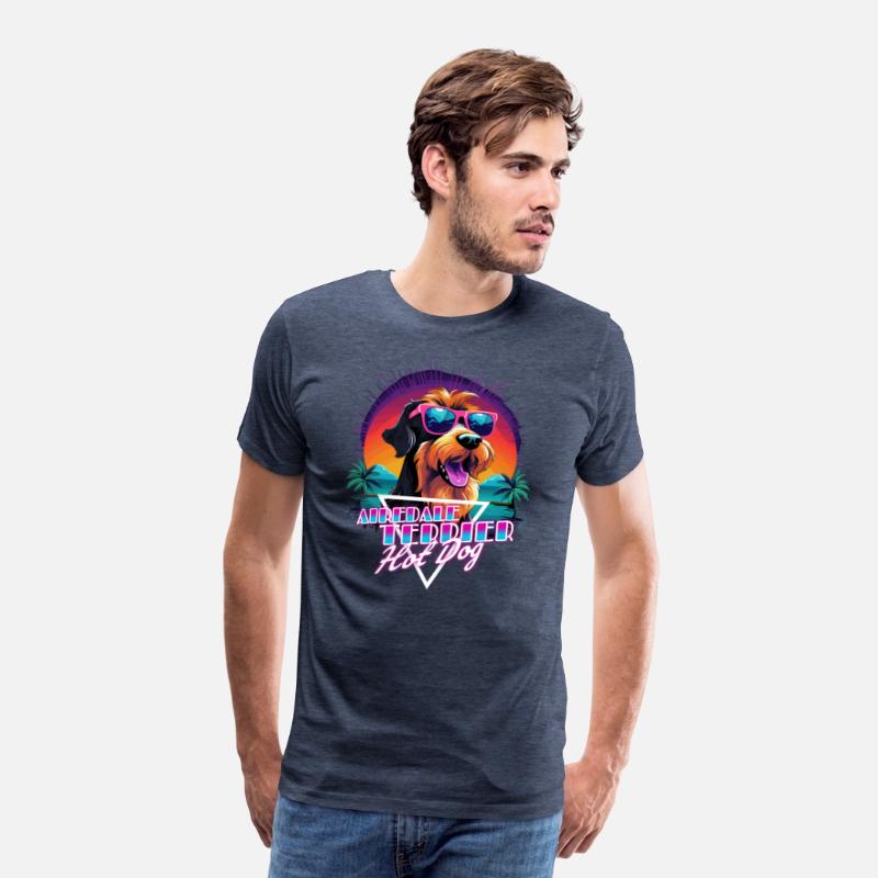 Retro Wave Airdale Terrier Hot Dog Shirt