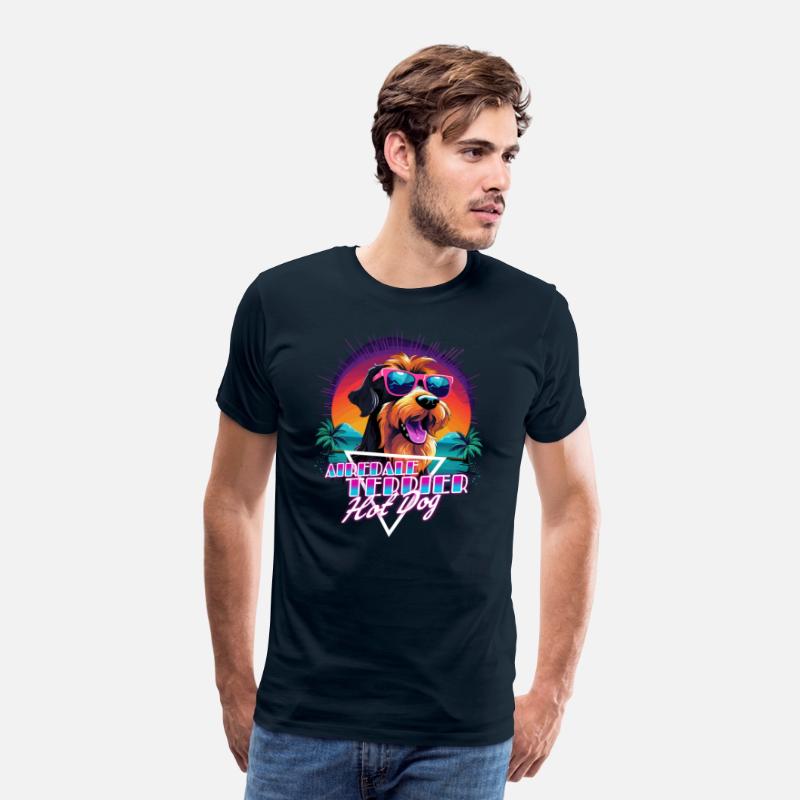 Retro Wave Airdale Terrier Hot Dog Shirt