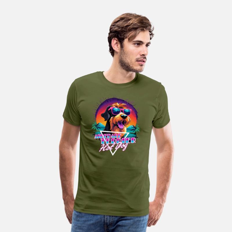 Retro Wave Airdale Terrier Hot Dog Shirt