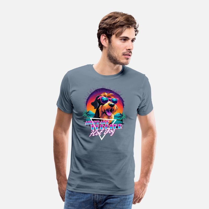 Retro Wave Airdale Terrier Hot Dog Shirt