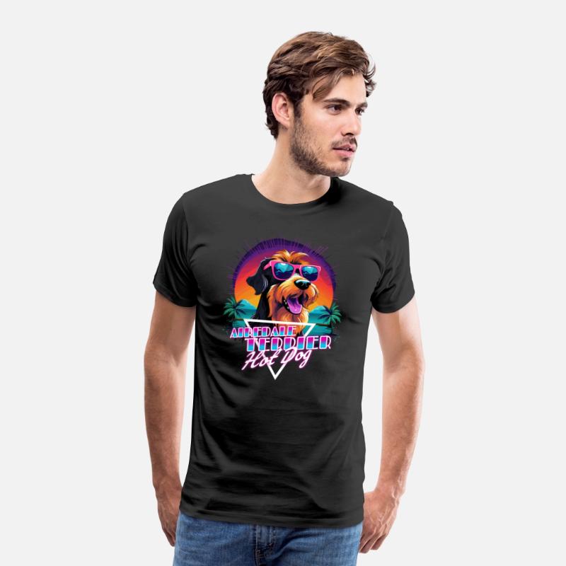 Retro Wave Airdale Terrier Hot Dog Shirt