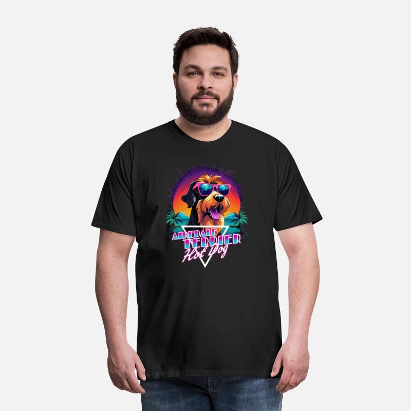 Retro Wave Airdale Terrier Hot Dog Shirt