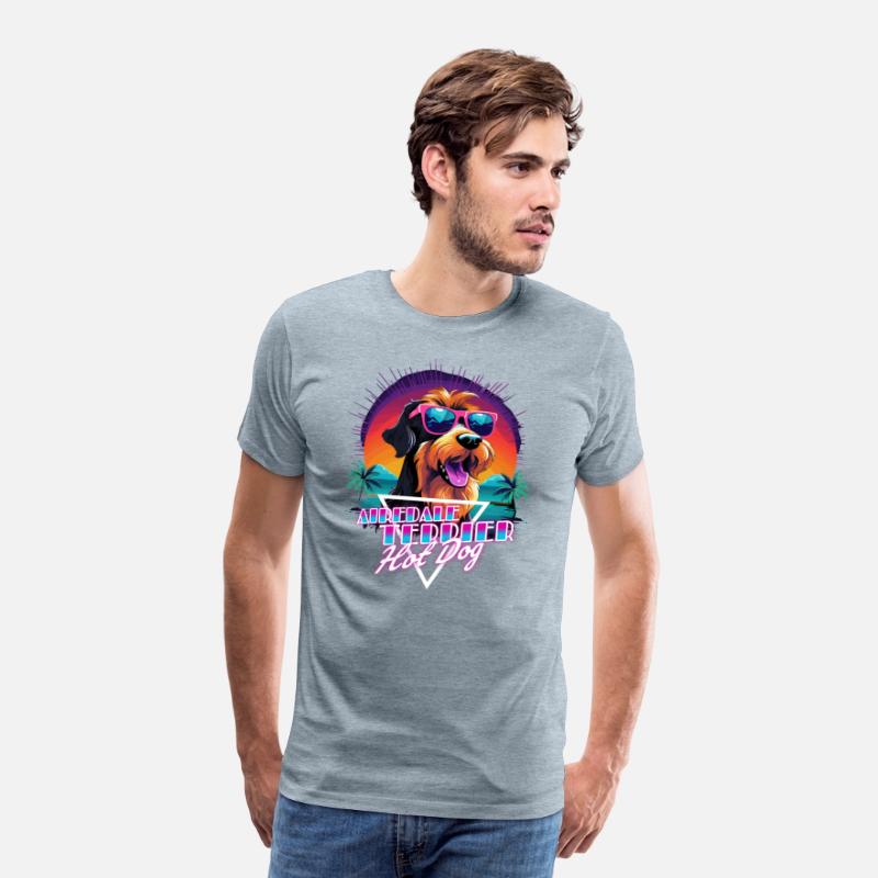 Retro Wave Airdale Terrier Hot Dog Shirt