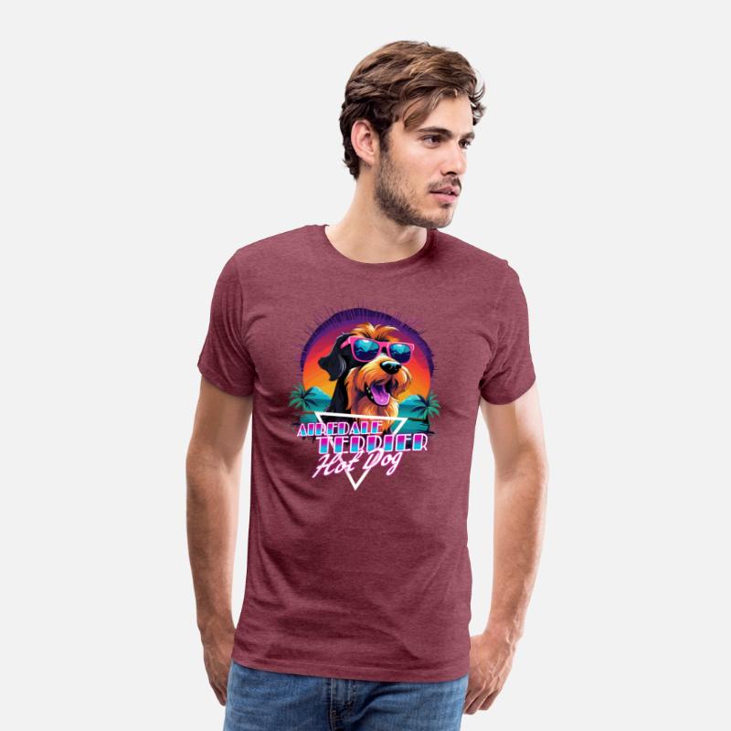 Retro Wave Airdale Terrier Hot Dog Shirt
