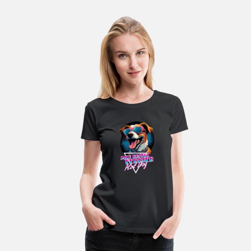 Retro Wave Jack Russel Terrier Hot Dog Shirt