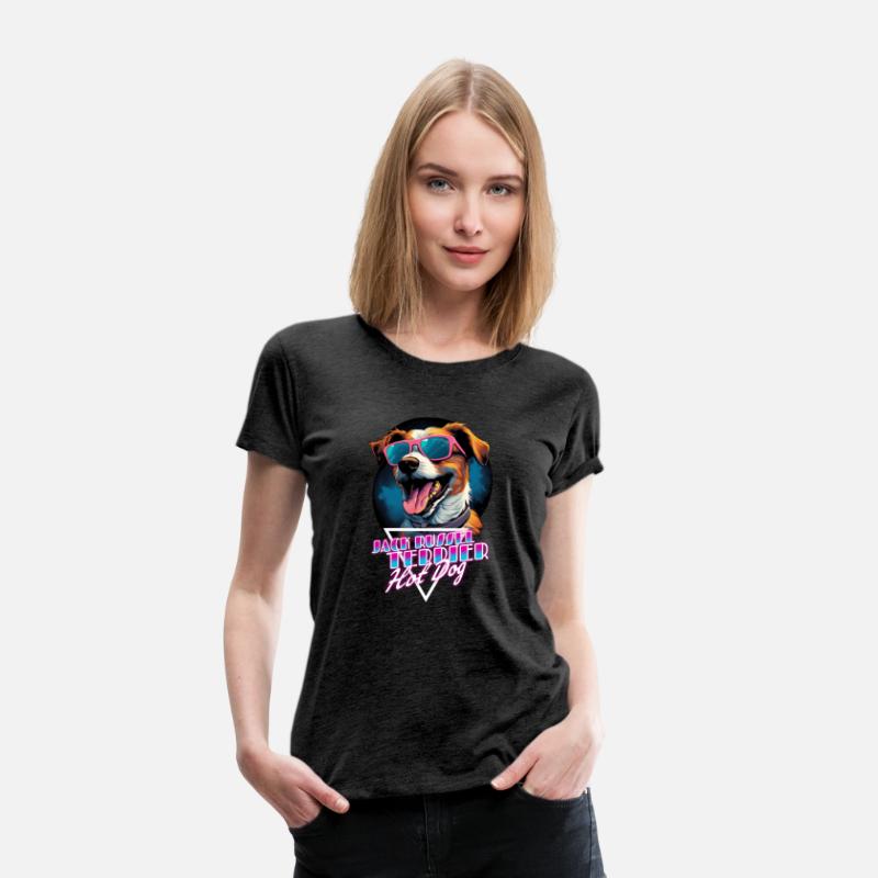 Retro Wave Jack Russel Terrier Hot Dog Shirt