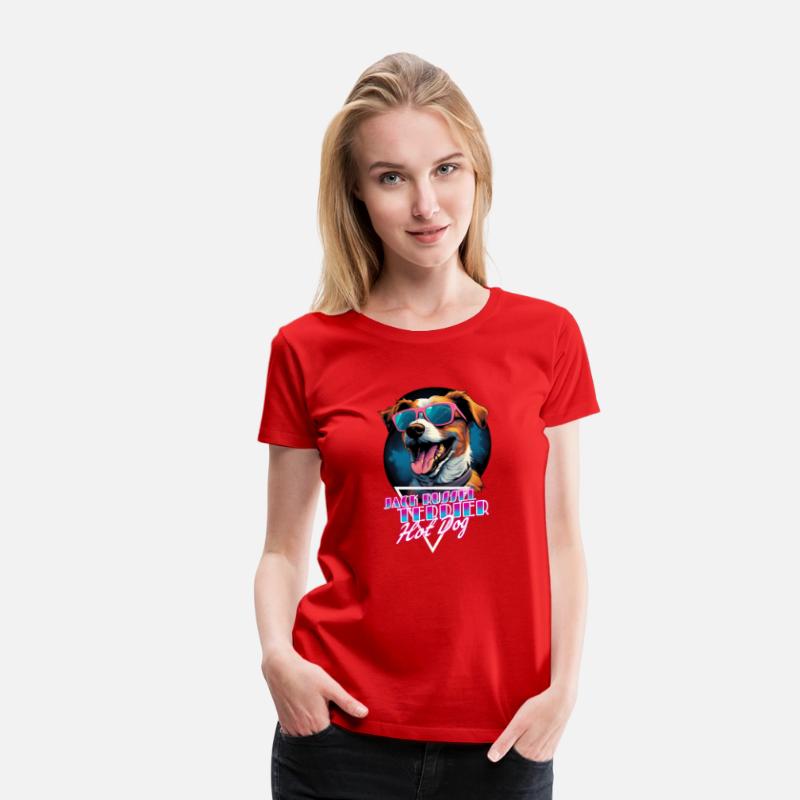 Retro Wave Jack Russel Terrier Hot Dog Shirt