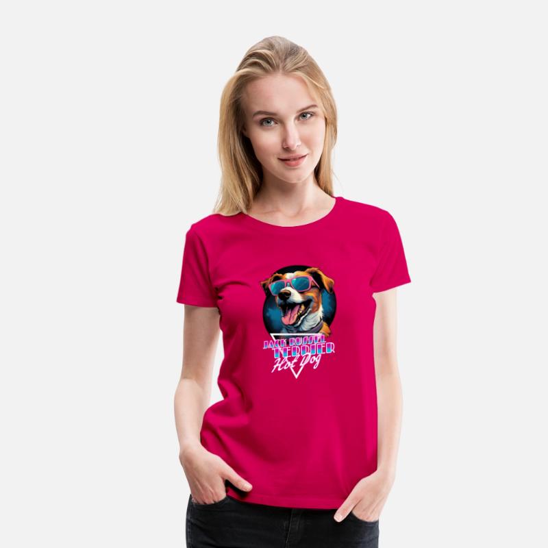 Retro Wave Jack Russel Terrier Hot Dog Shirt