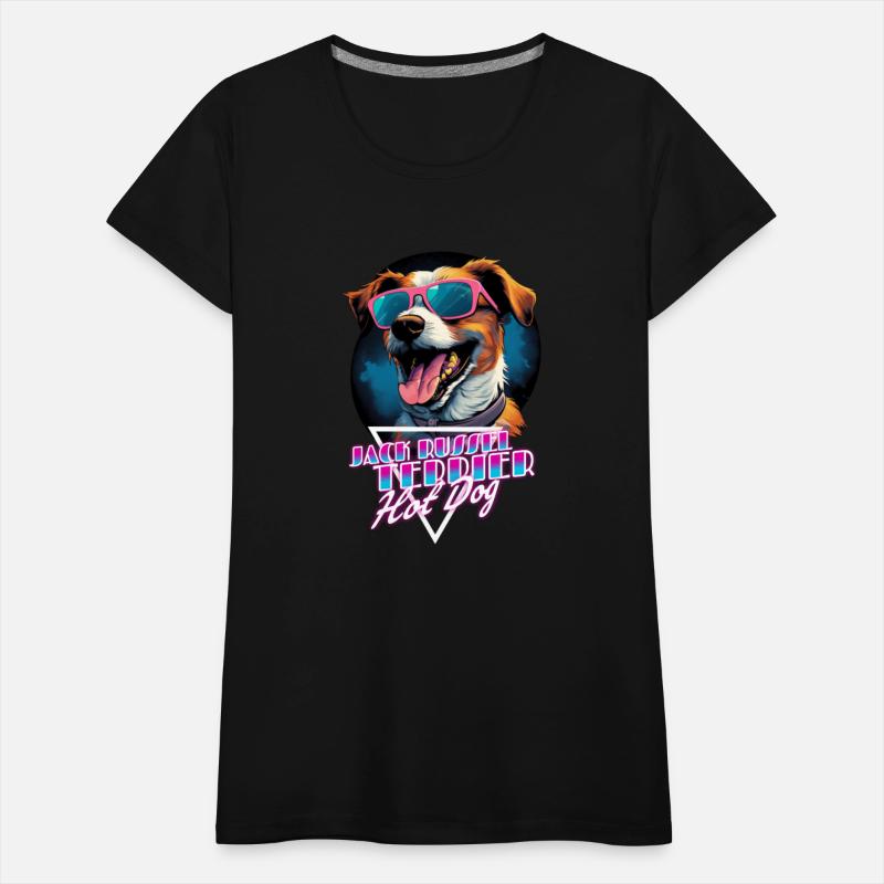 Retro Wave Jack Russel Terrier Hot Dog Shirt