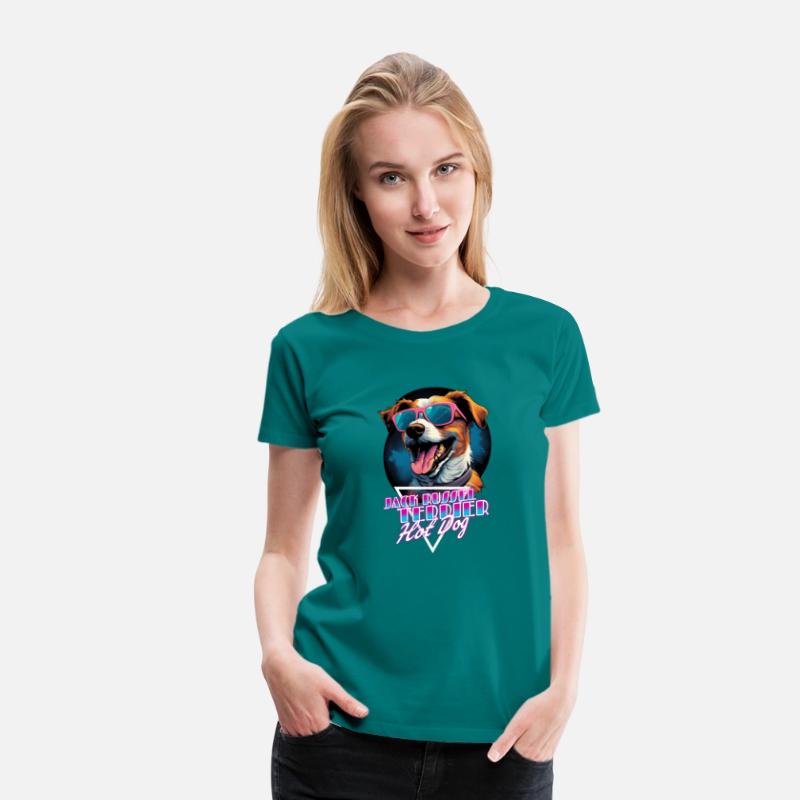 Retro Wave Jack Russel Terrier Hot Dog Shirt
