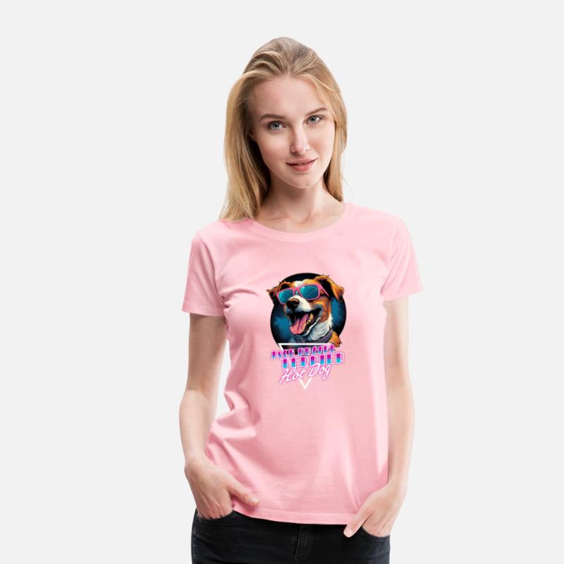 Retro Wave Jack Russel Terrier Hot Dog Shirt