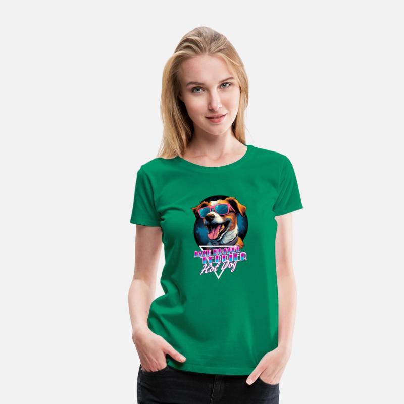 Retro Wave Jack Russel Terrier Hot Dog Shirt