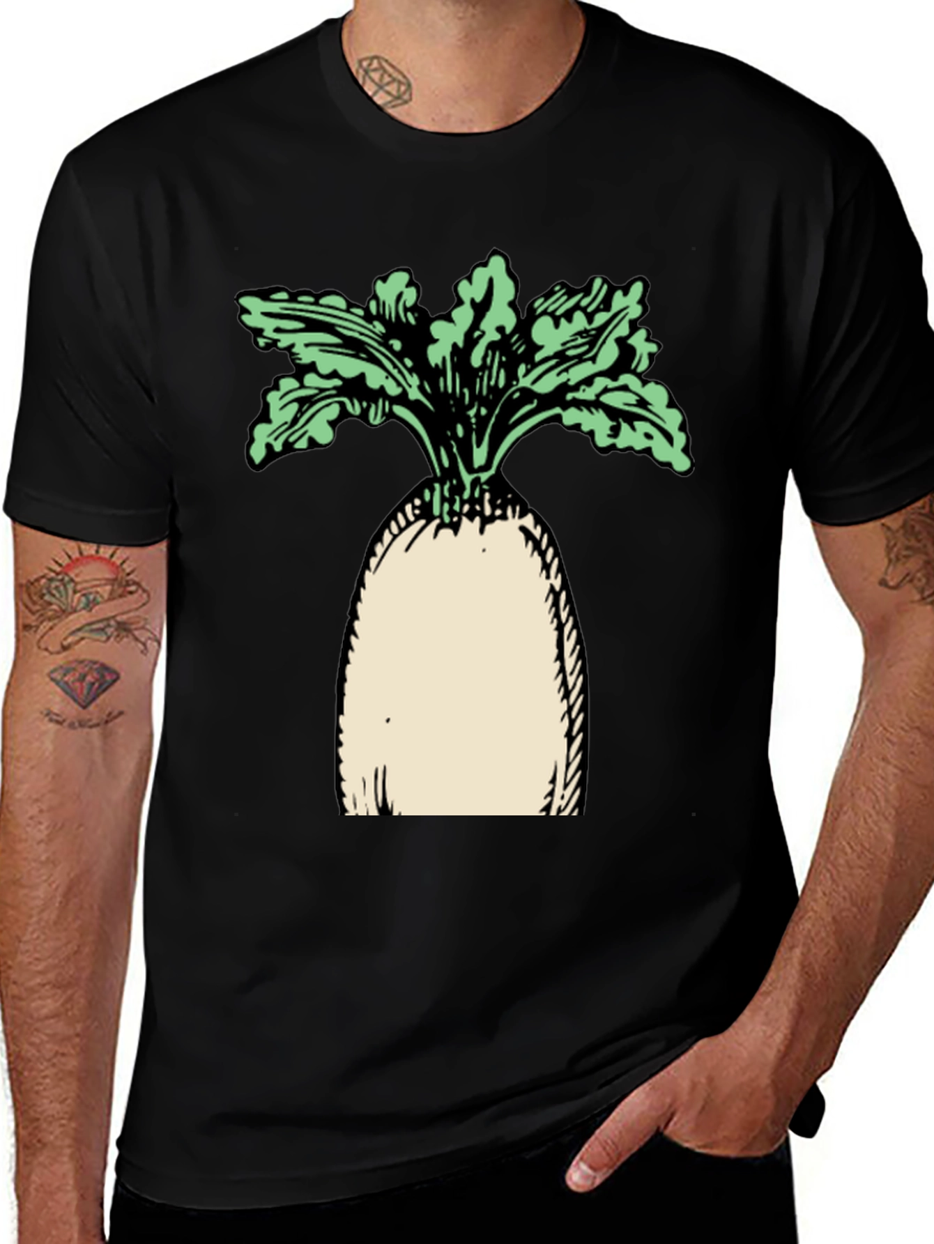 Radish Graphic Tee - Unisex Black Cotton T-Shirt