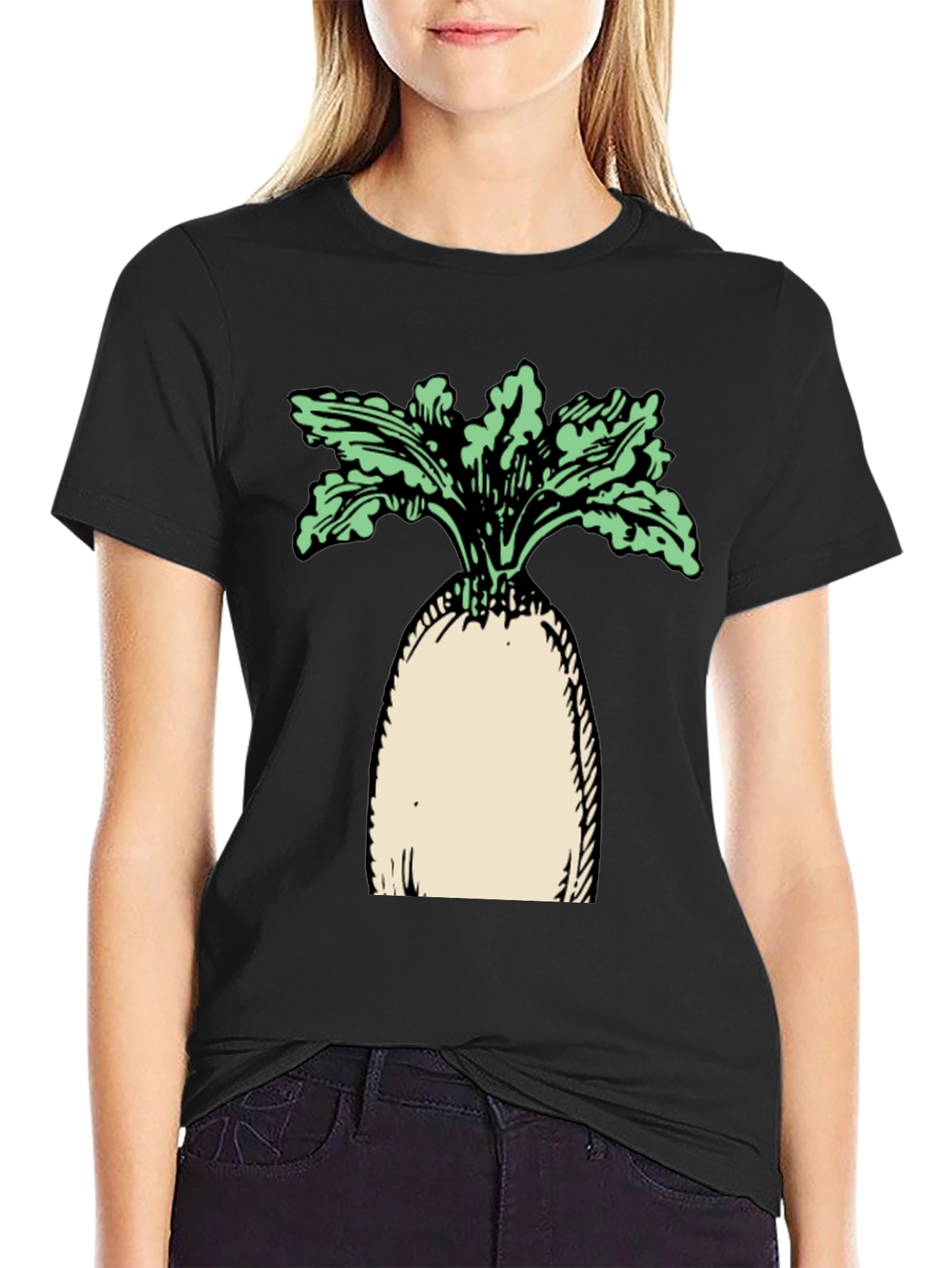 Radish Graphic Tee - Unisex Black Cotton T-Shirt