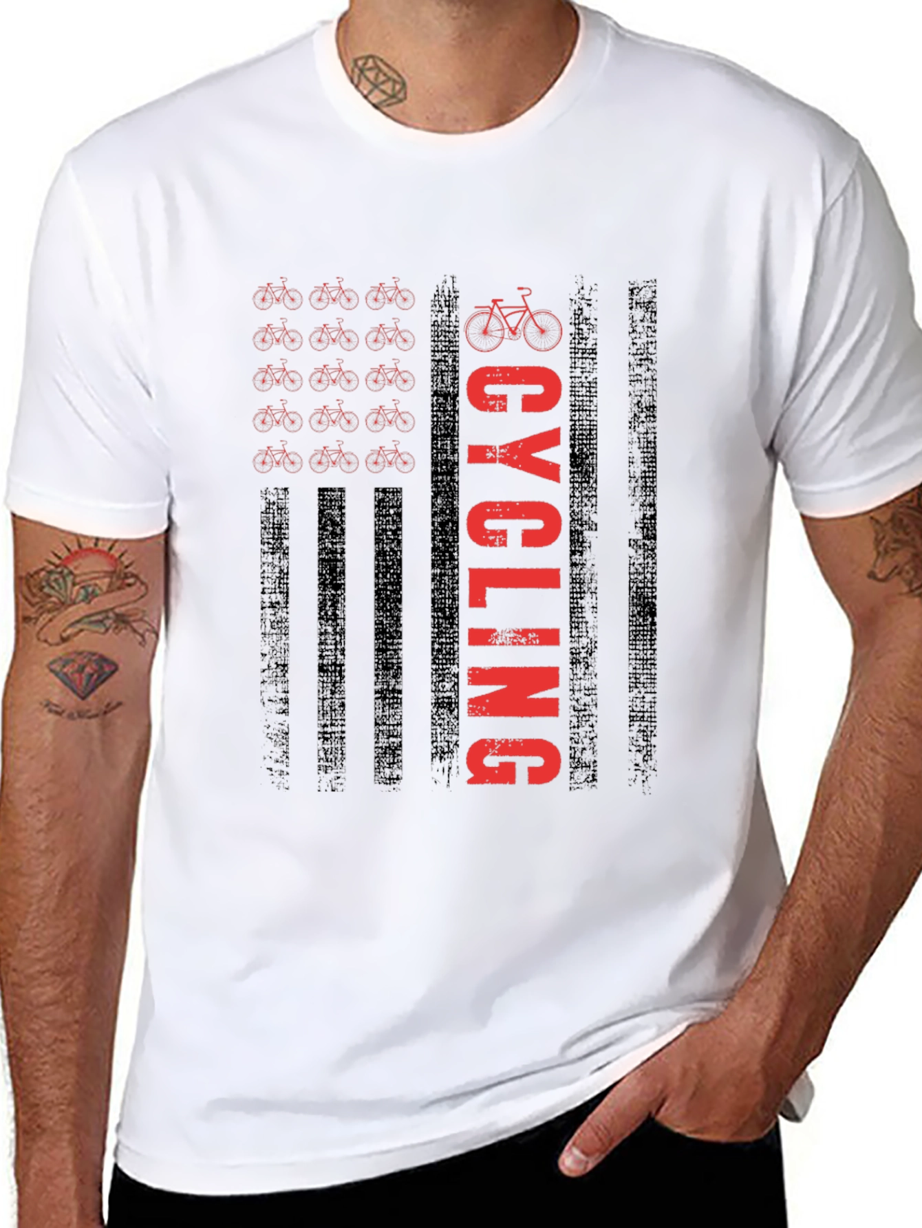 Cycling USA Flag Graphic T-Shirt