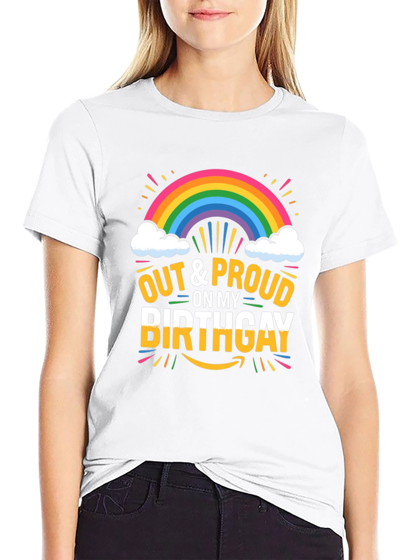 Out & Proud Birthday Rainbow Graphic T-Shirt