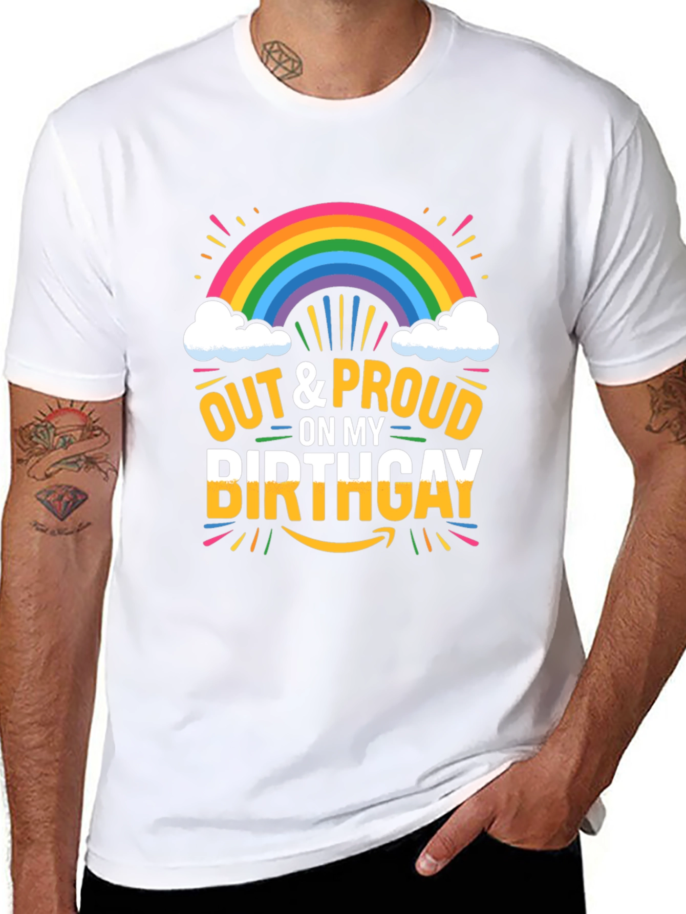 Out & Proud Birthday Rainbow Graphic T-Shirt