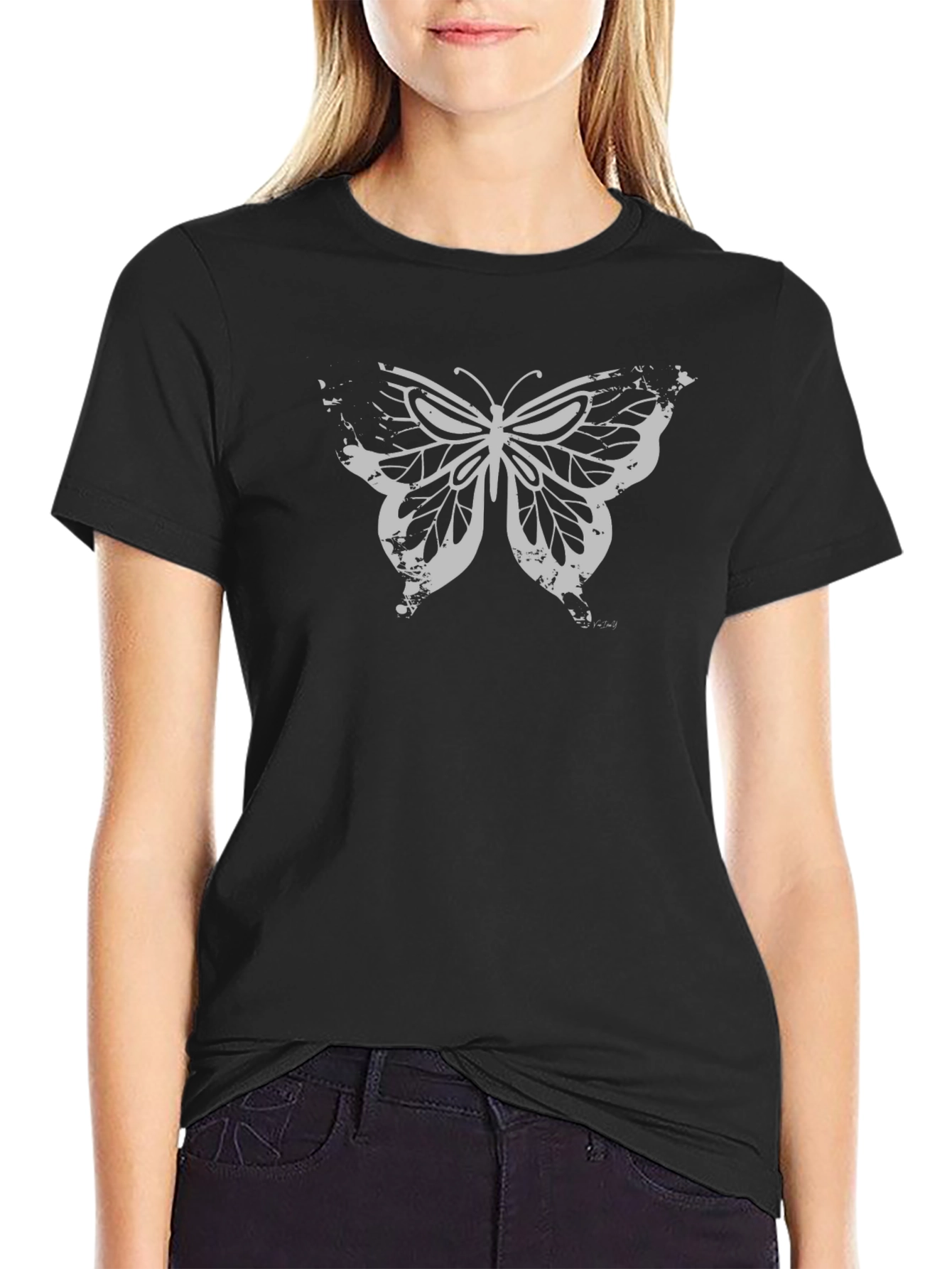 Butterfly Graphic T-Shirt - Black Cotton Tee