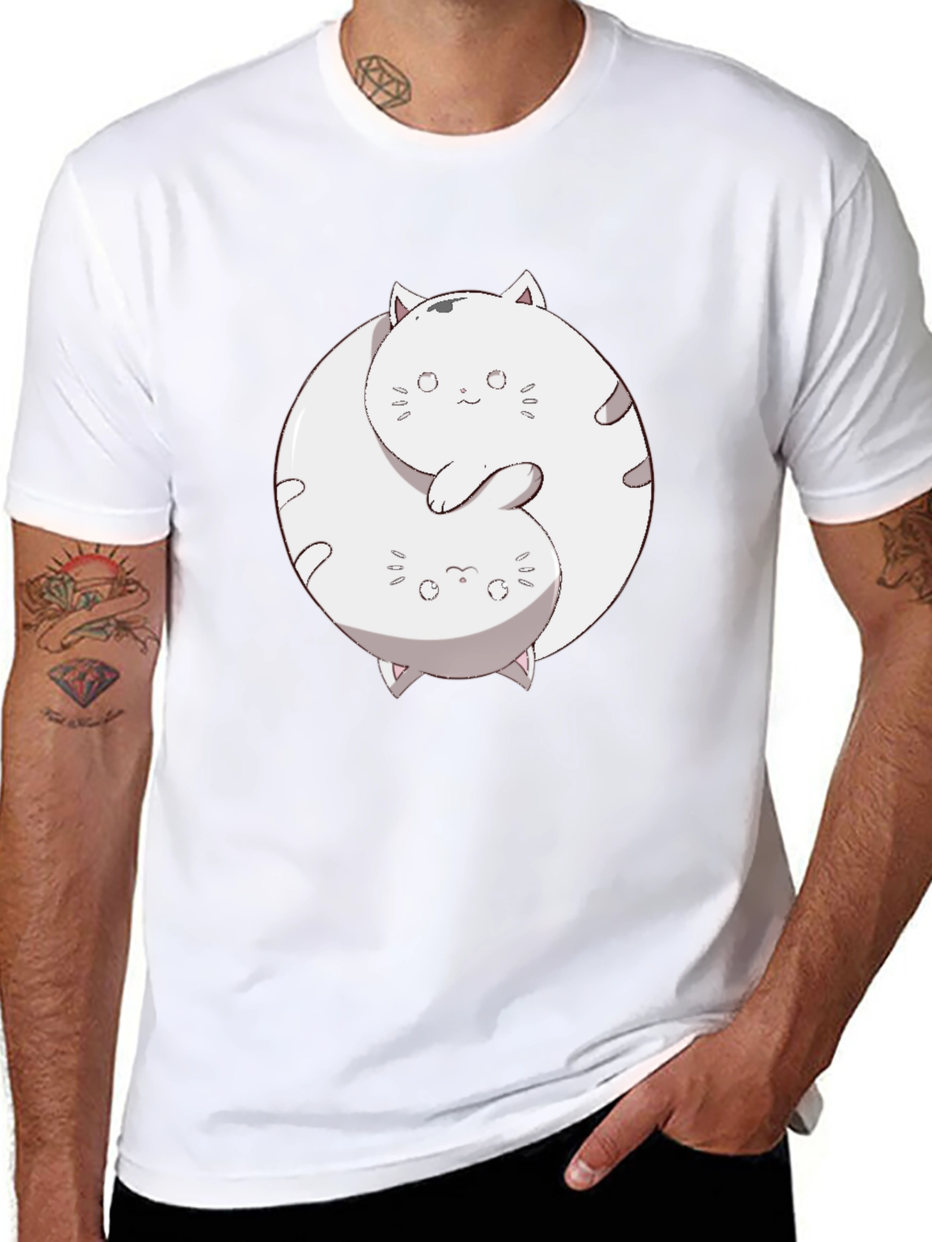 Yin Yang Cats Graphic T-Shirt