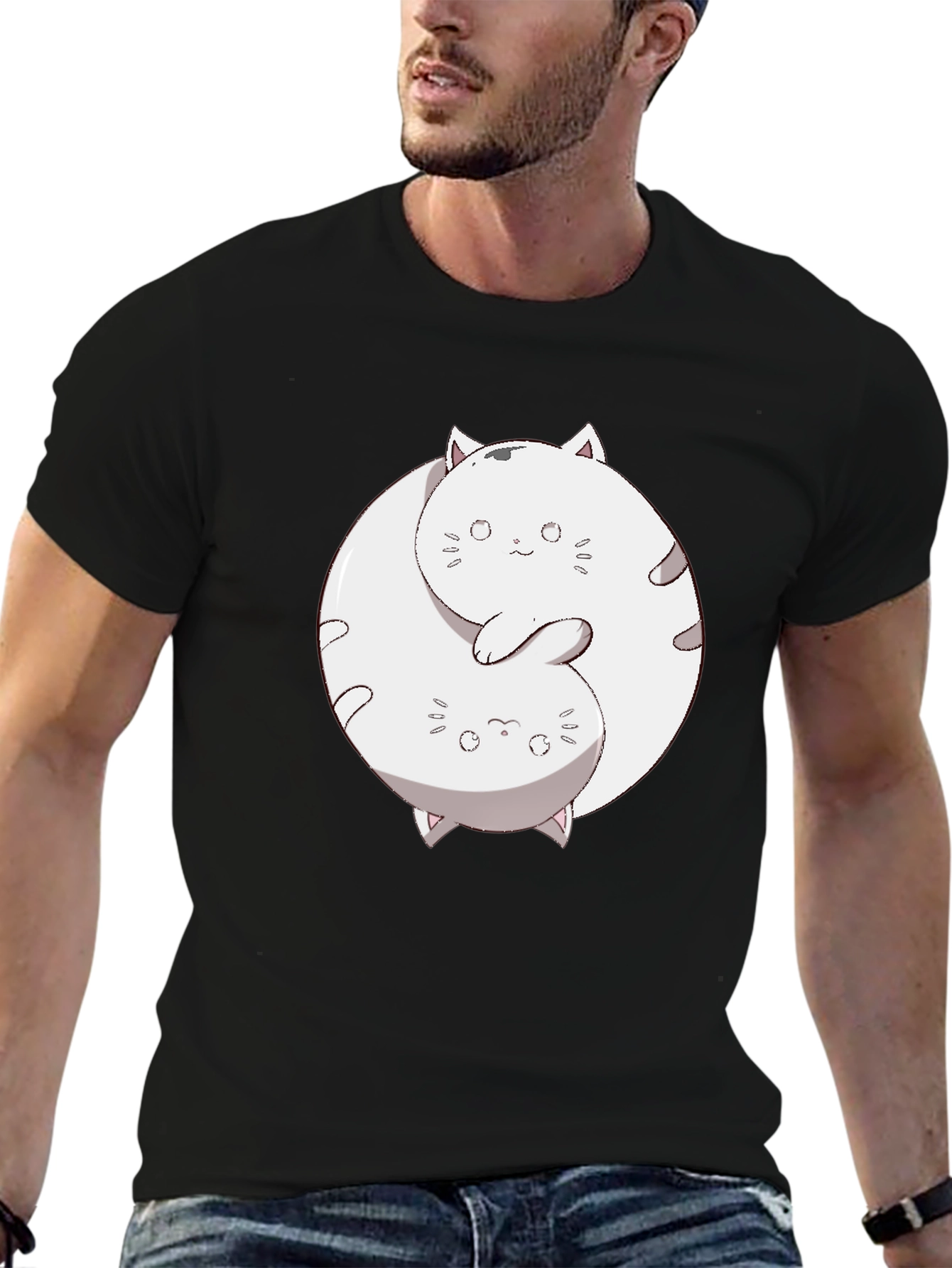 Yin Yang Cats Graphic T-Shirt
