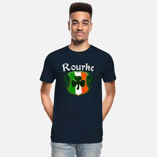 Rourke Irish Surname Ireland Flag Shield Shamrock