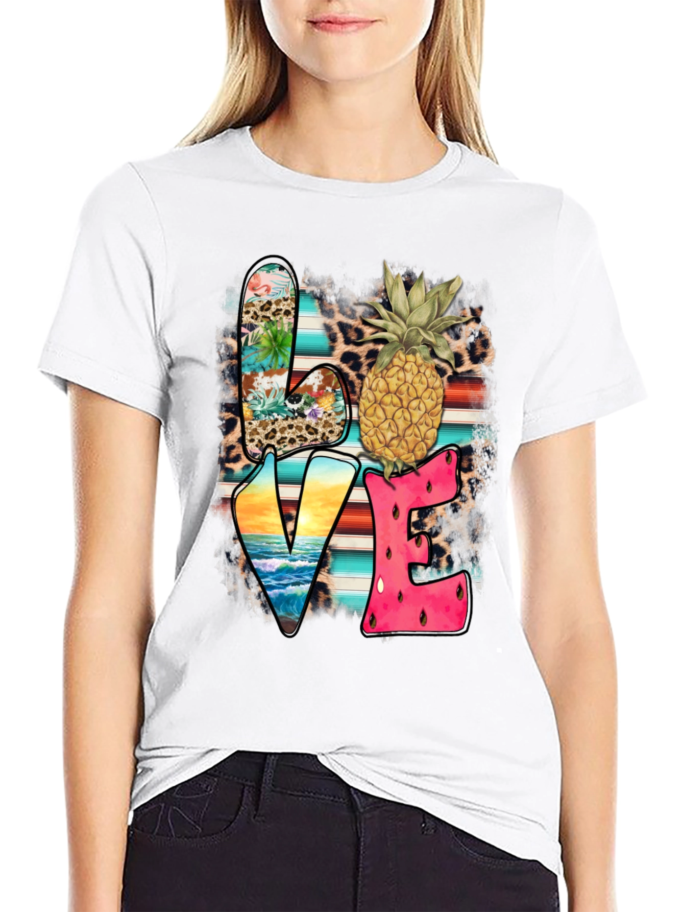 Tropical LOVE Graphic Tee - Pineapple Print